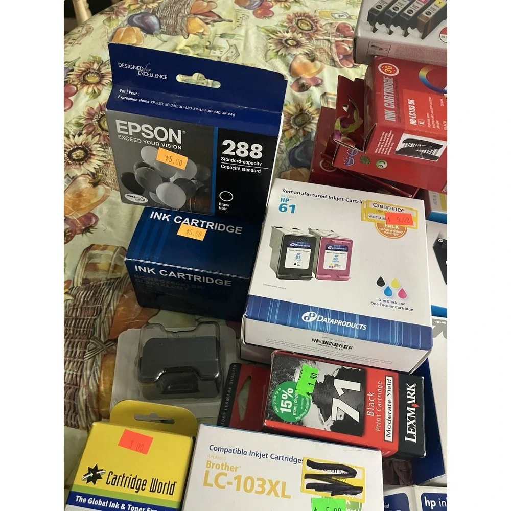 Mixed Lot of Epson, Brother & HP Printer Ink – New, Open Box & Lightly Used item
